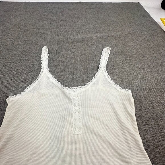 NEW! Hippie Rose Lace Tank Top Cream‎ Ivory Lightweight Junior Large Scoop Neck - Picture 4 of 11